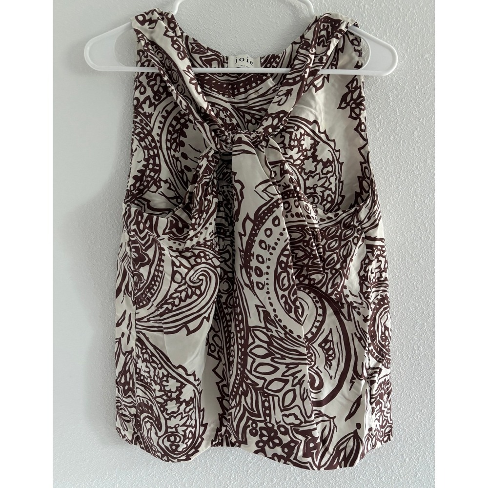 Joie Tank Womens Medium Cream Brown Silk Paisley Career Event‎ Quiet Luxury